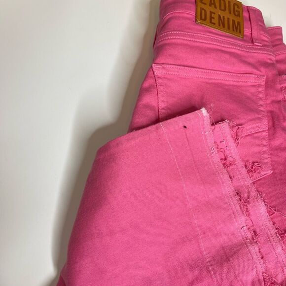 Zadig & Voltaire Londa Denim Jeans Pink 25 NWOT Missing one button - Picture 11 of 12